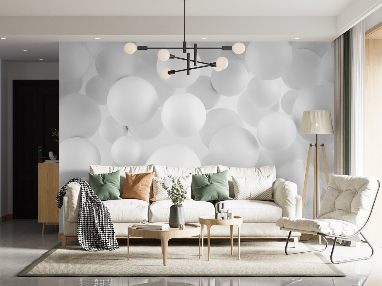 Фотошпалери великі білі кульки