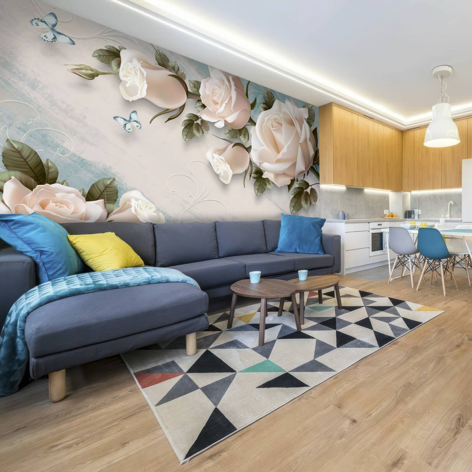 Фотошпалери ніжні кремові троянди