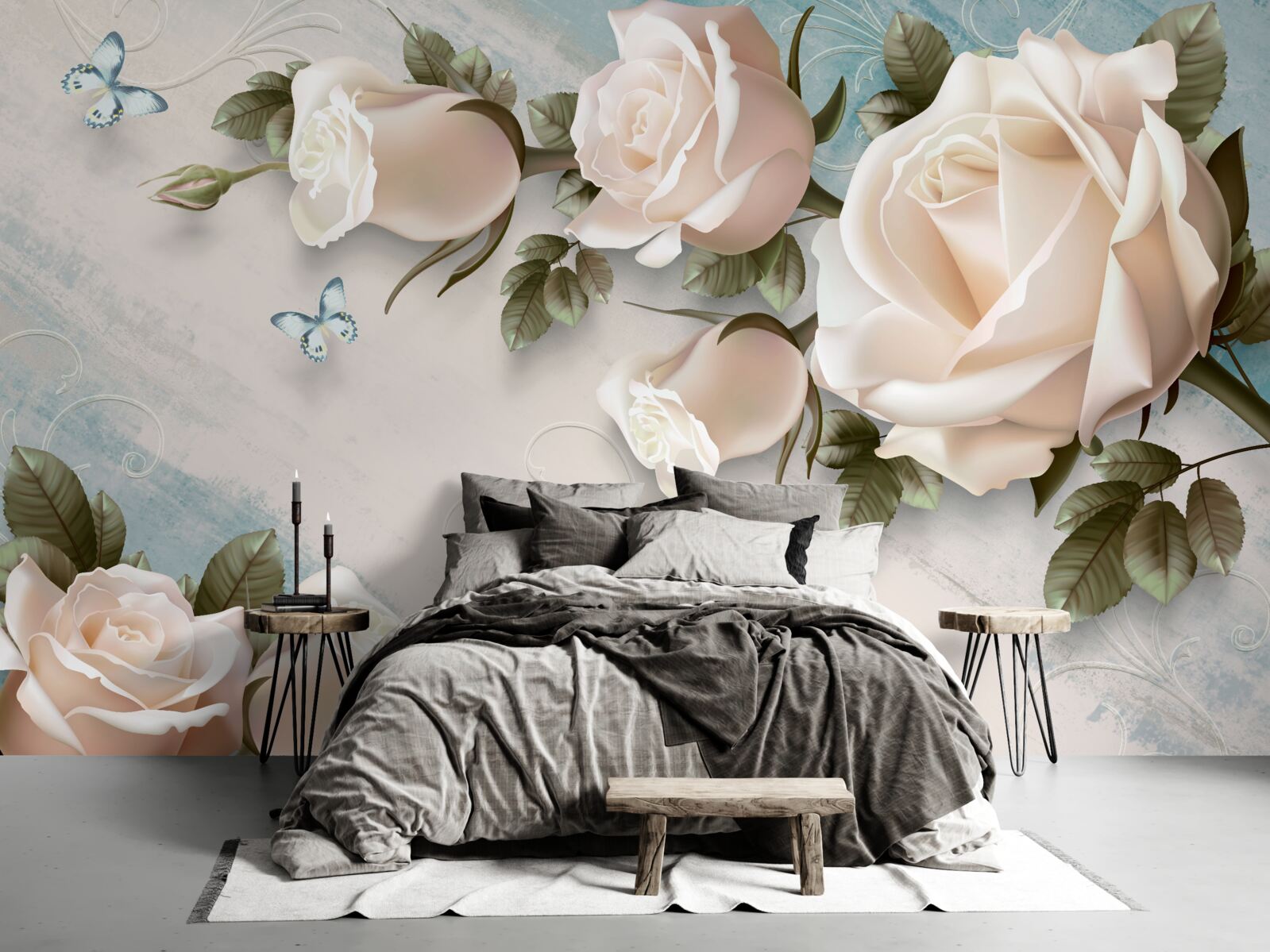 Фотошпалери ніжні кремові троянди