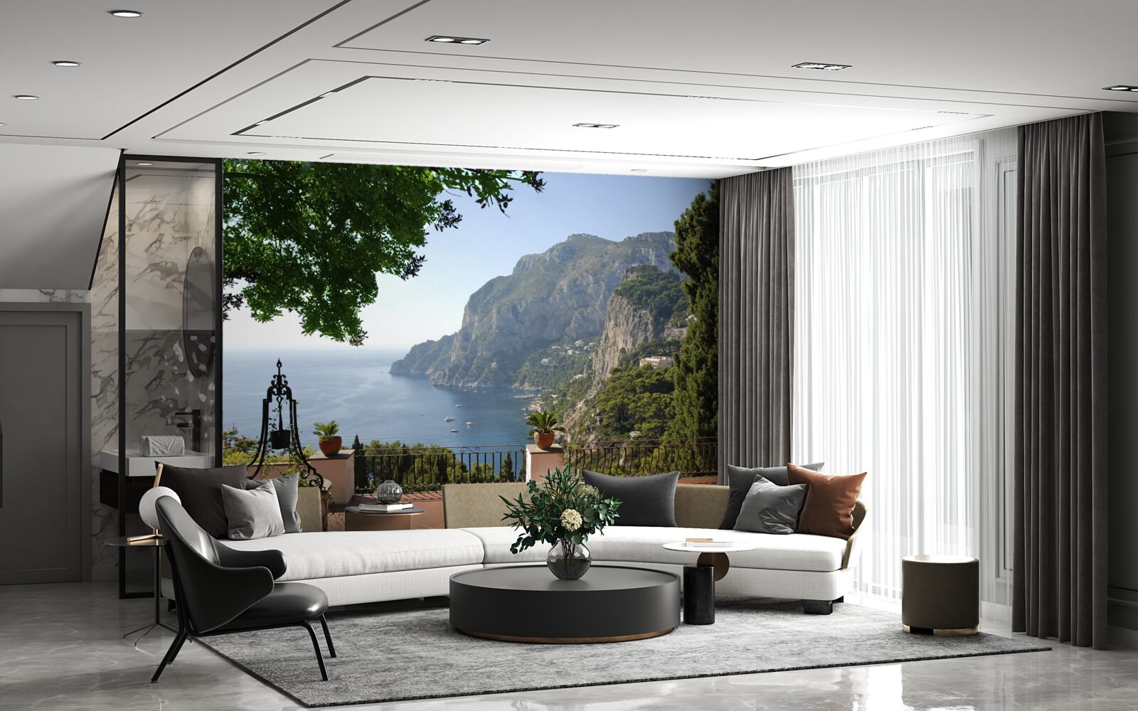 Фотошпалери панорама гір і океану