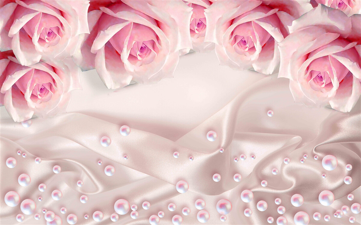 Фотошпалери перли та рожеві квіти