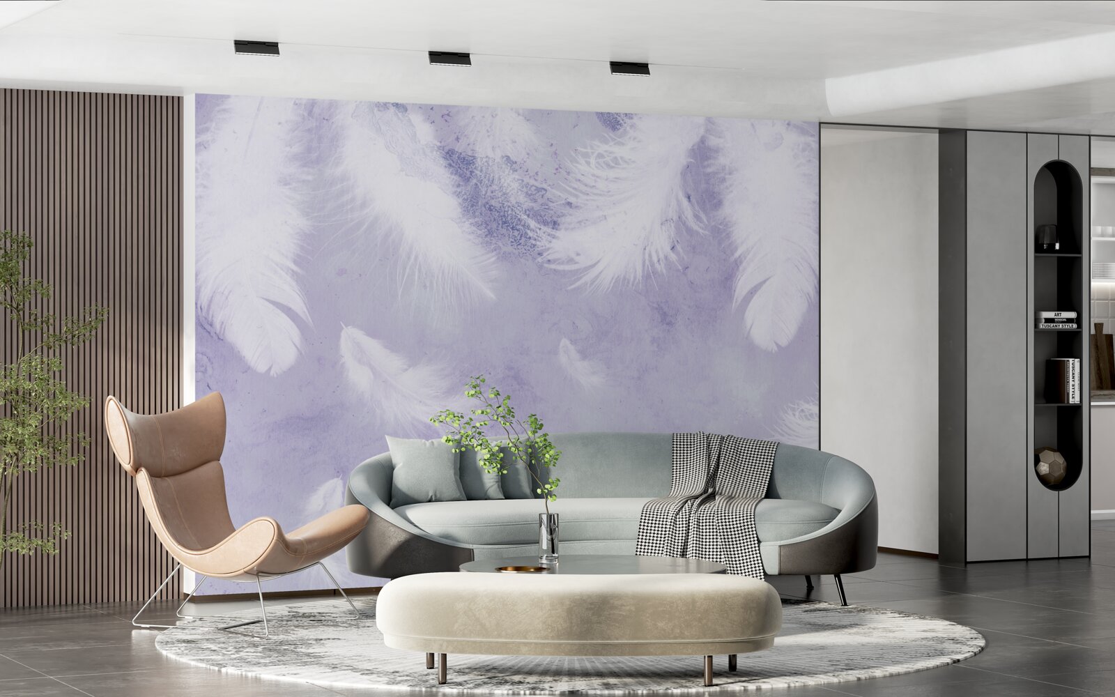 Фотошпалери плаваюче біле пір'я