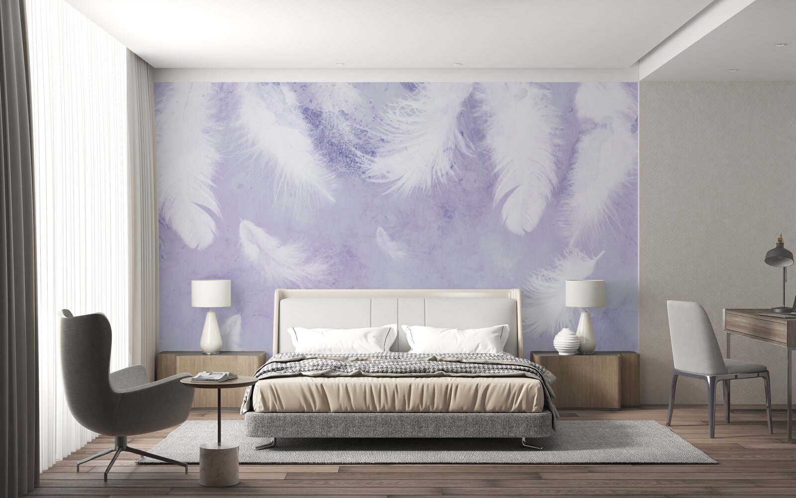 Фотошпалери плаваюче біле пір'я