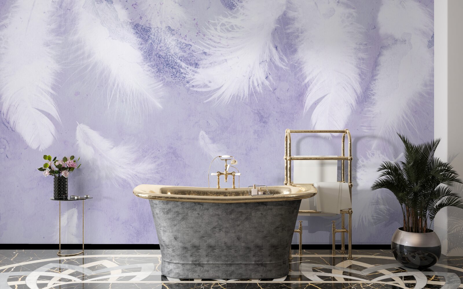 Фотошпалери плаваюче біле пір'я