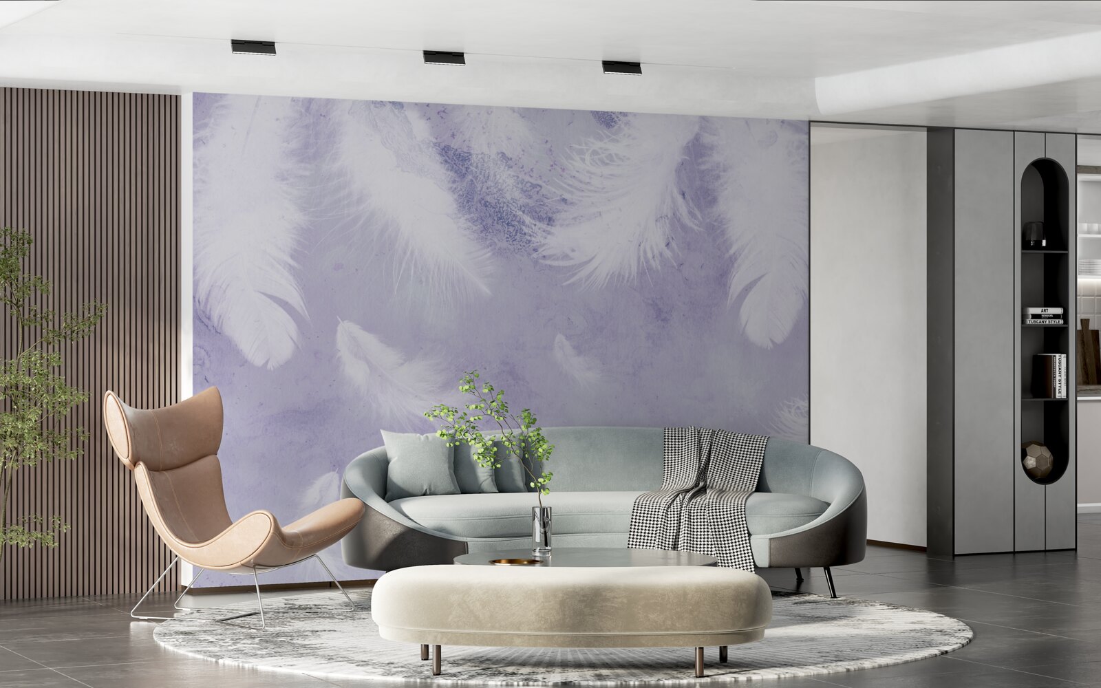 Фотошпалери плаваюче біле пір'я