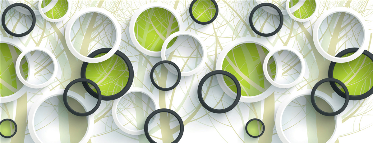 Фотошпалери накладені білі та зелені кола