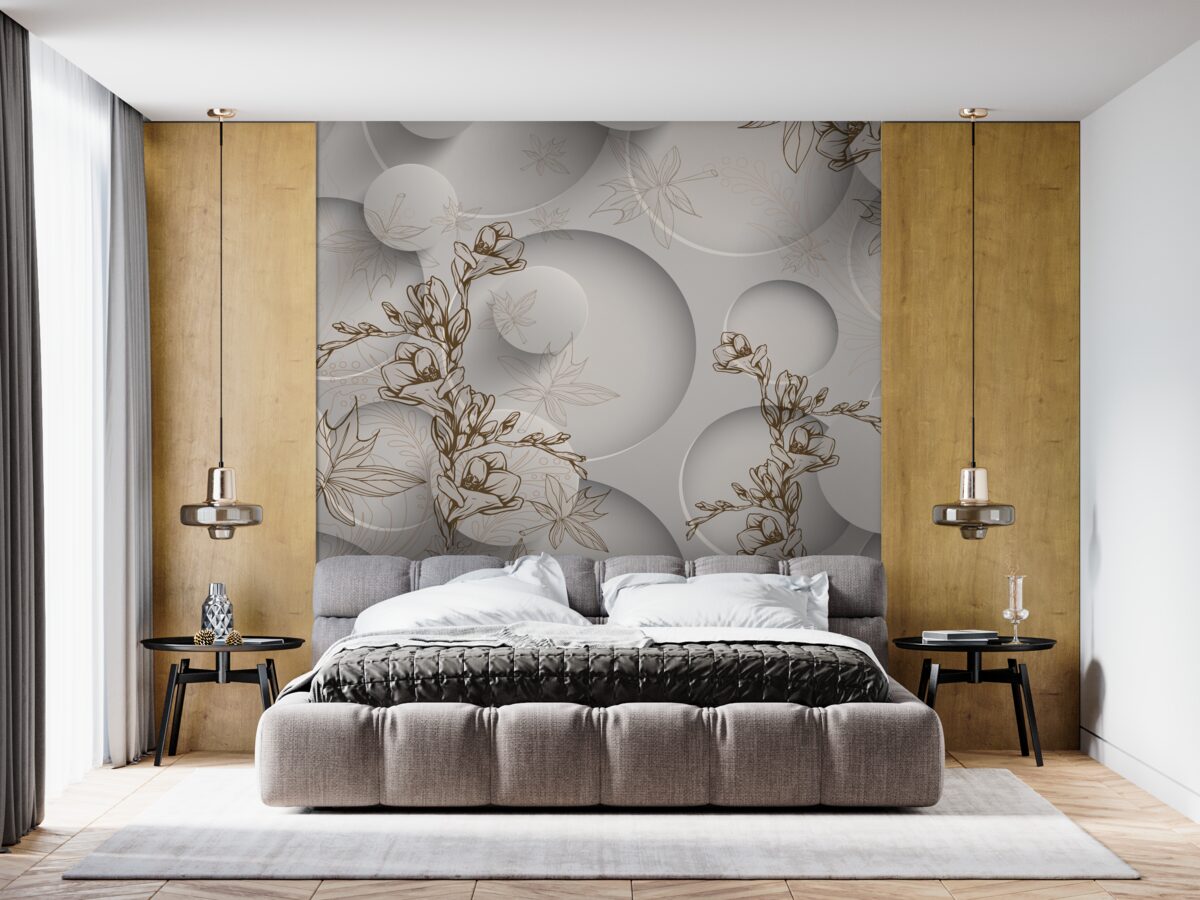 Фотошпалери магнолії білі та круглої форми