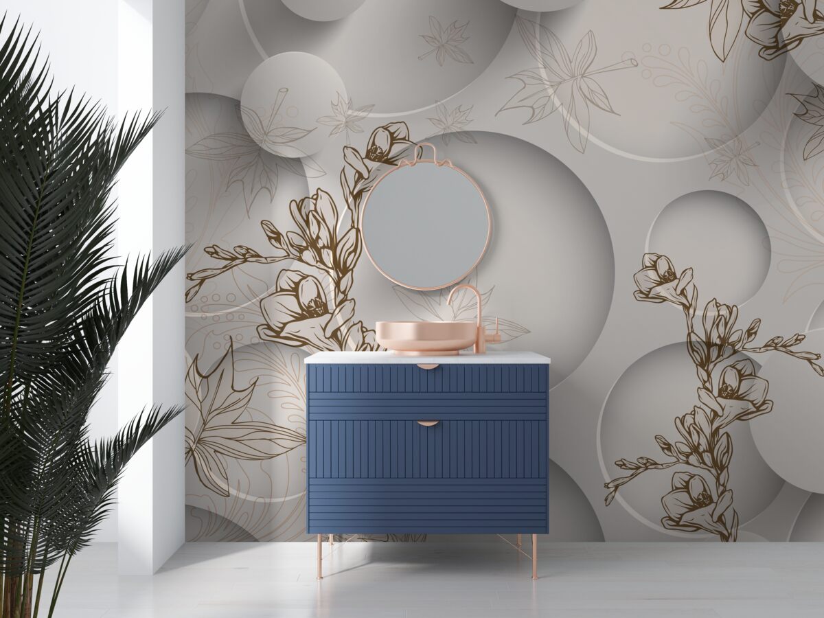 Фотошпалери магнолії білі та круглої форми