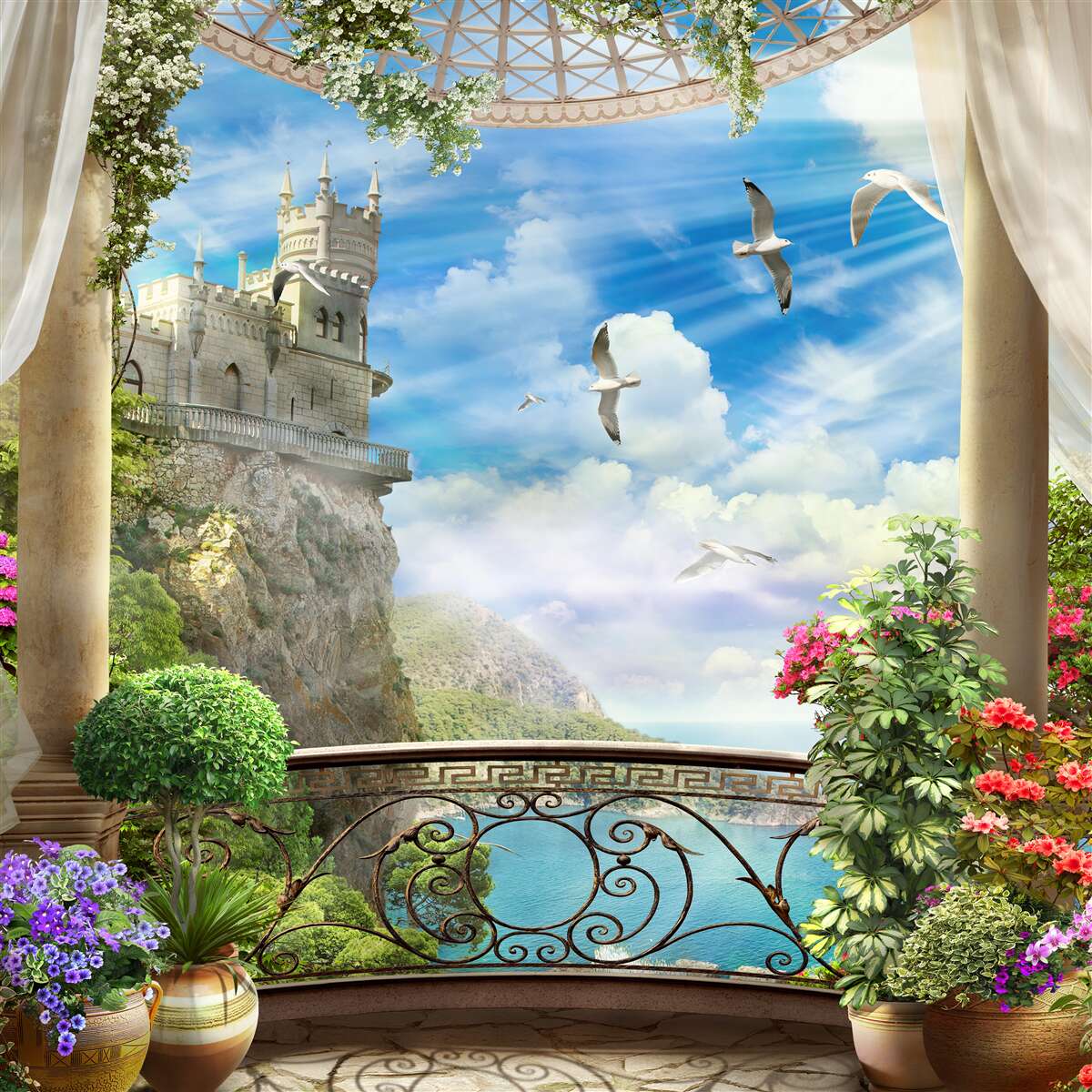 Фотошпалери тераса з видом на ластівчин притулок