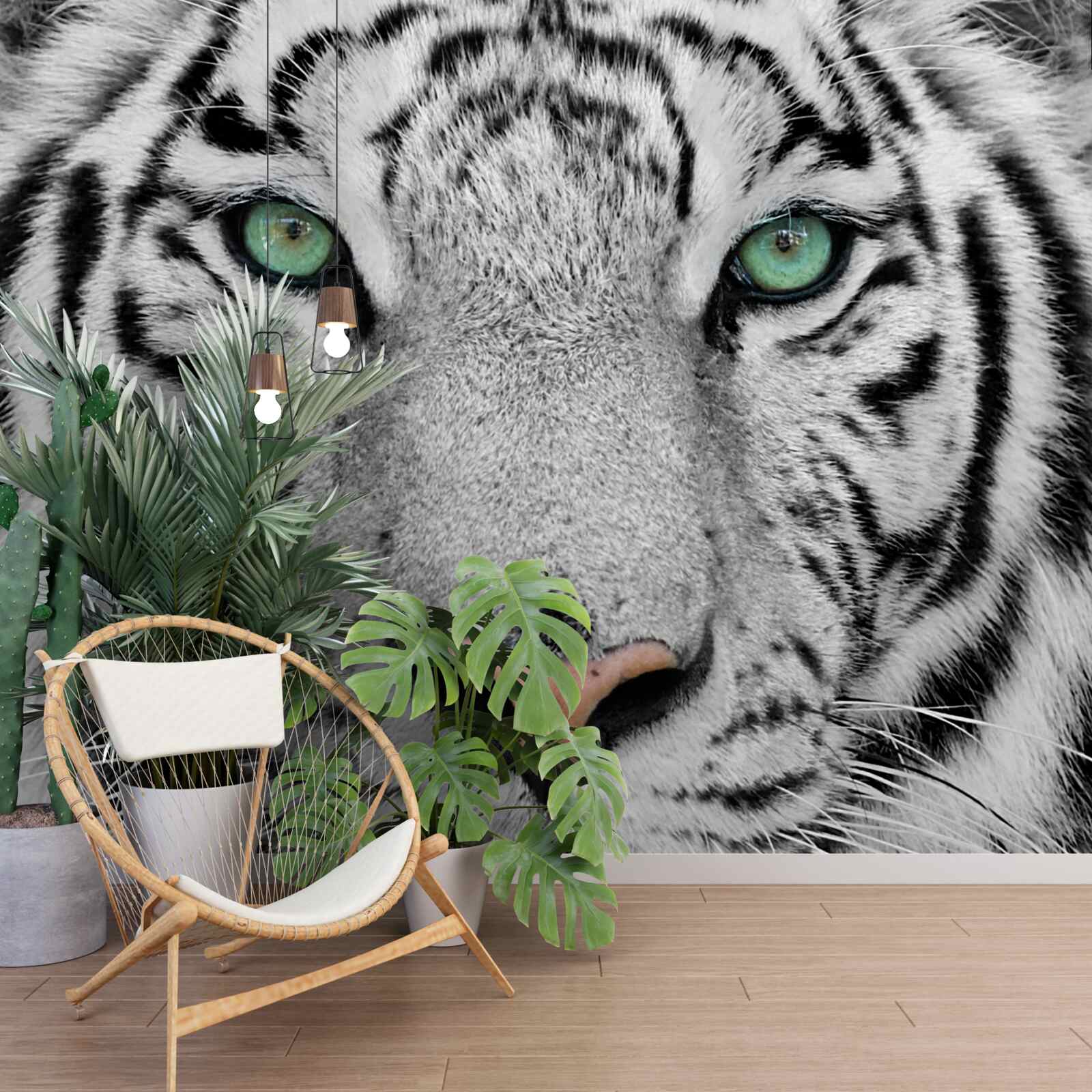 Фотошпалери чудовий білий тигр