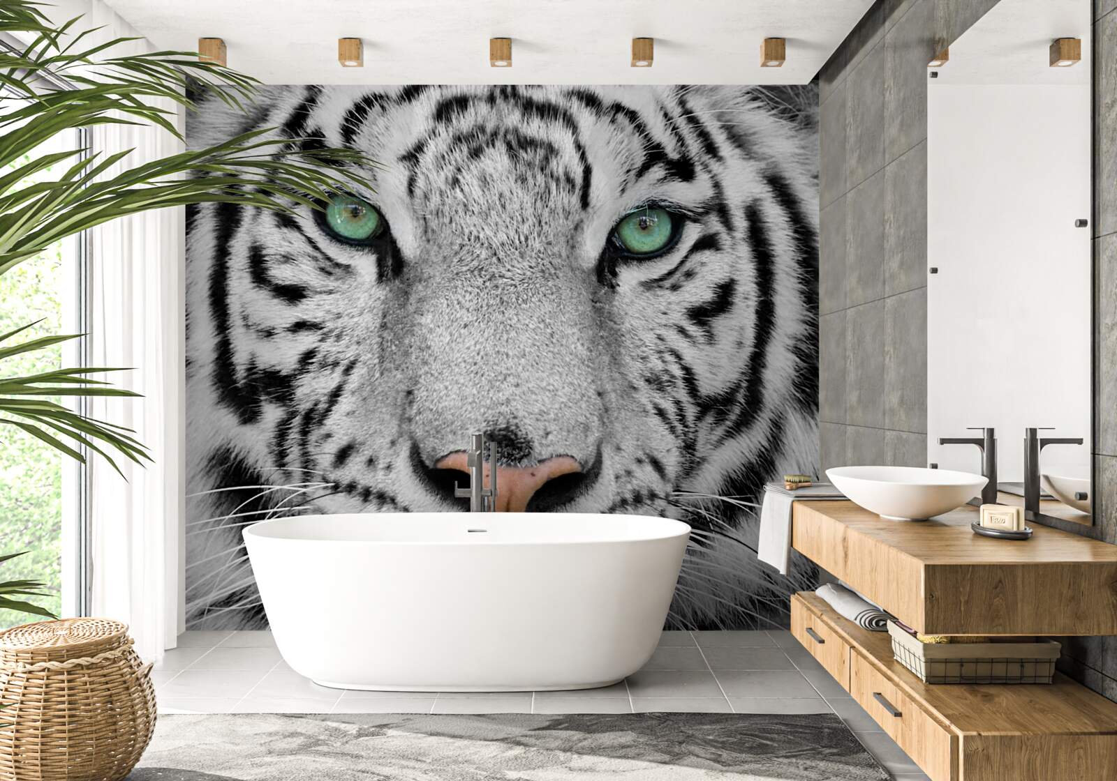 Фотошпалери чудовий білий тигр