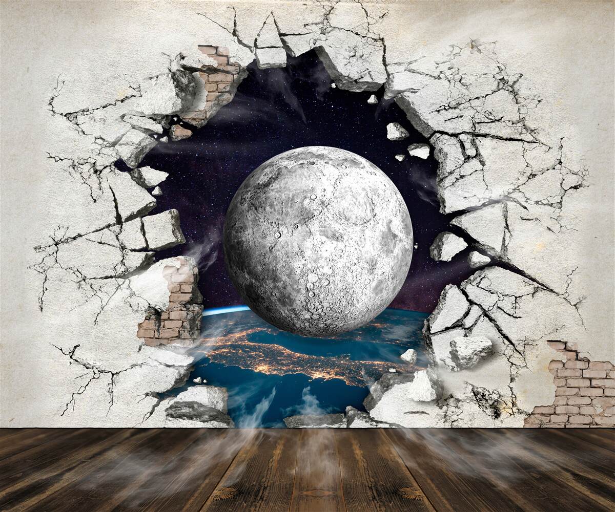 Фотошпалери Стіна руйнується при місячному світлі