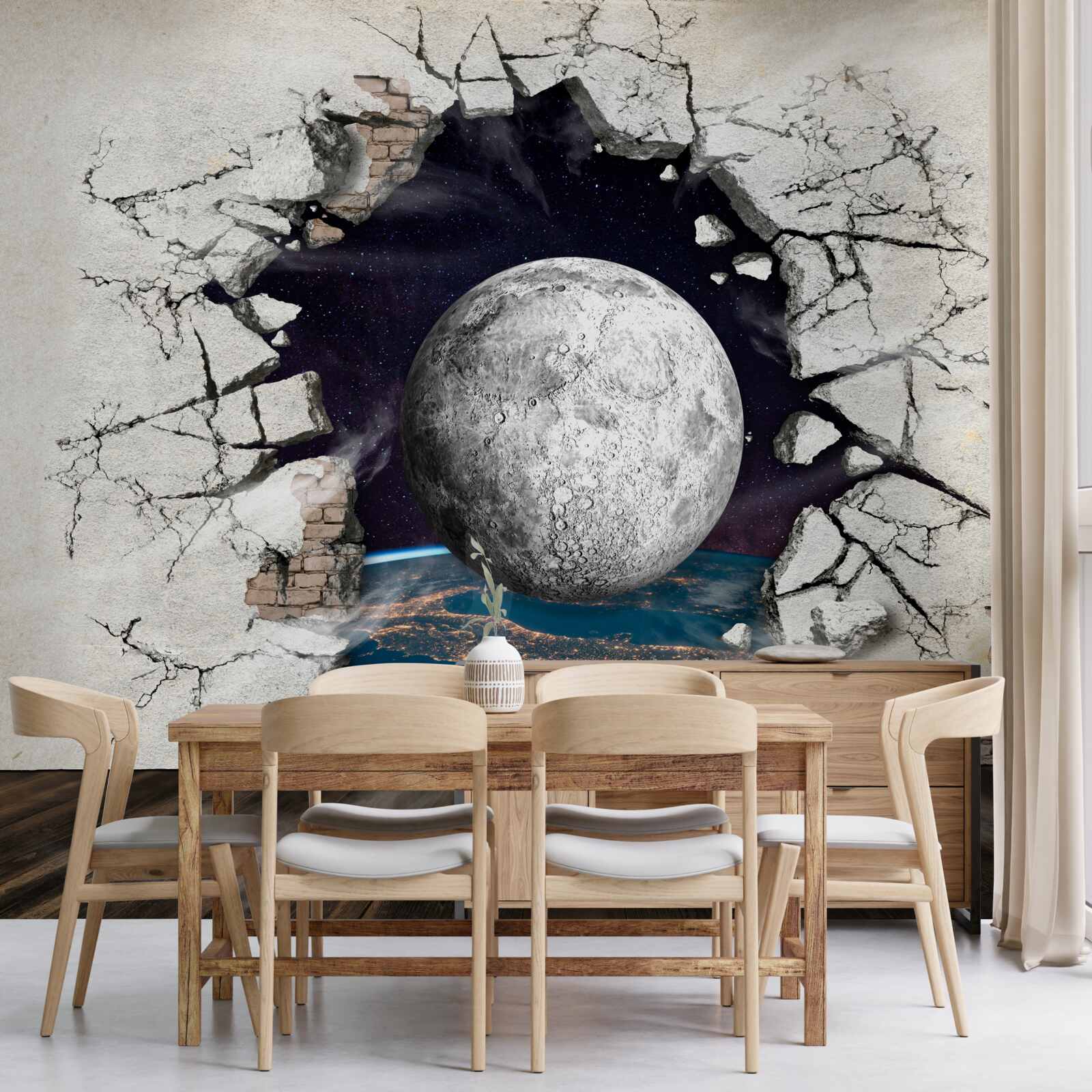 Фотошпалери Стіна руйнується при місячному світлі