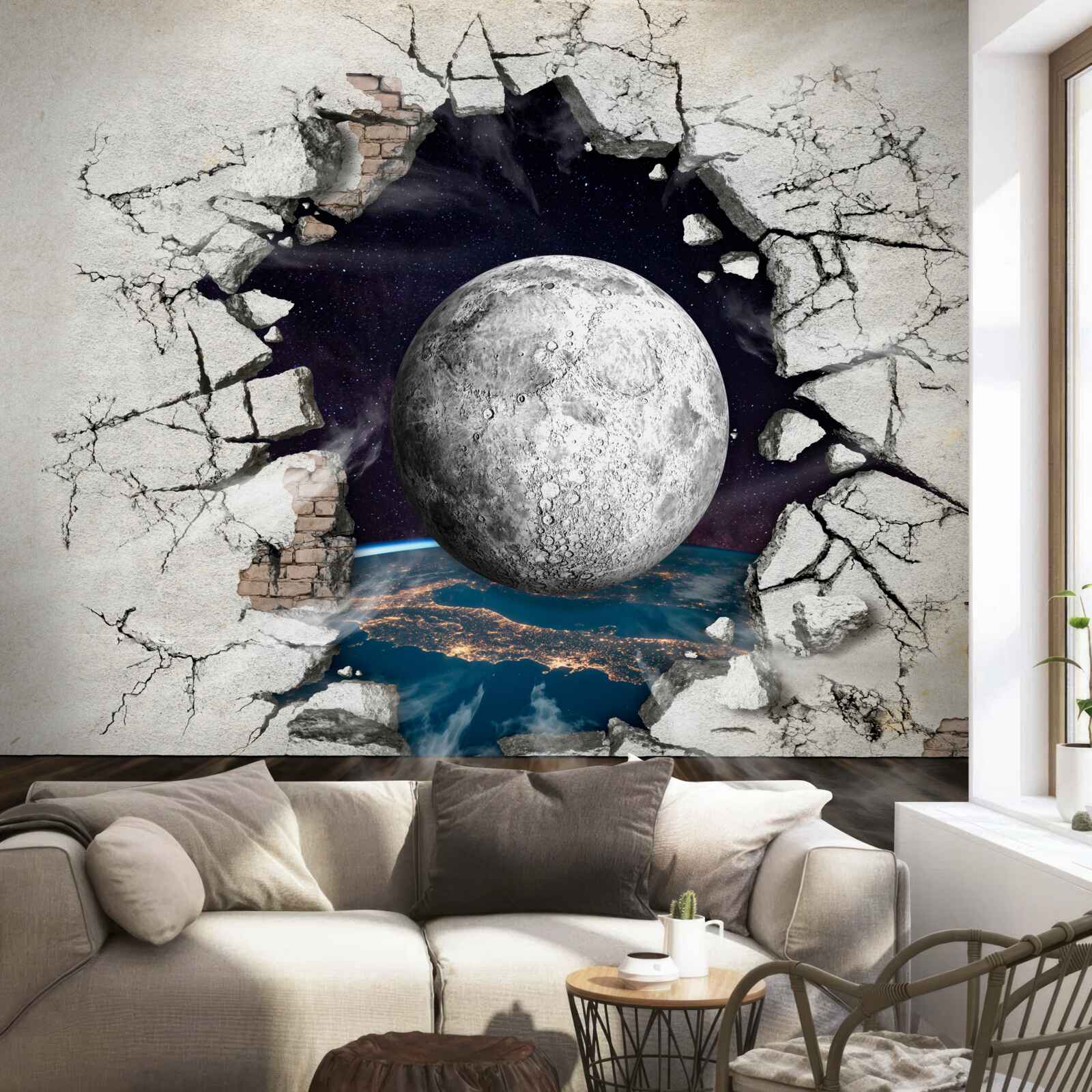 Фотошпалери Стіна руйнується при місячному світлі