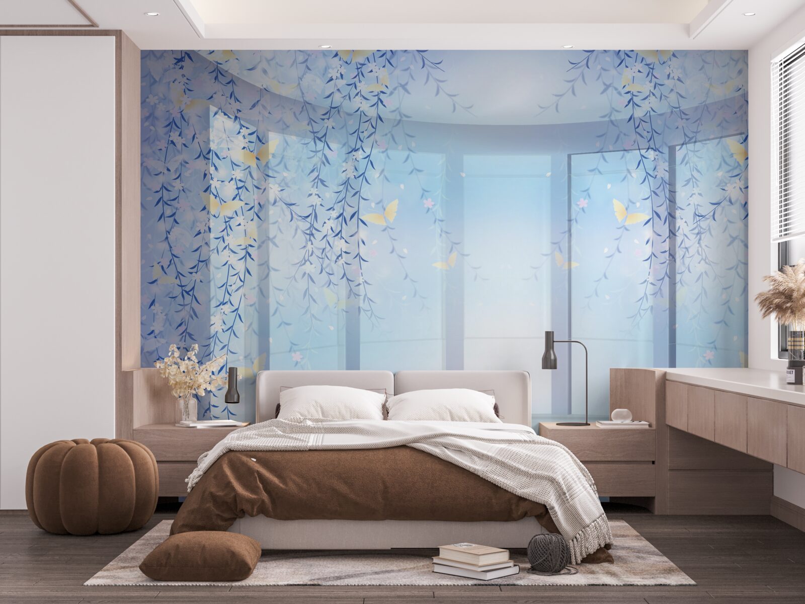 Фотошпалери балкон з панорамним видом у блакитних відтінках