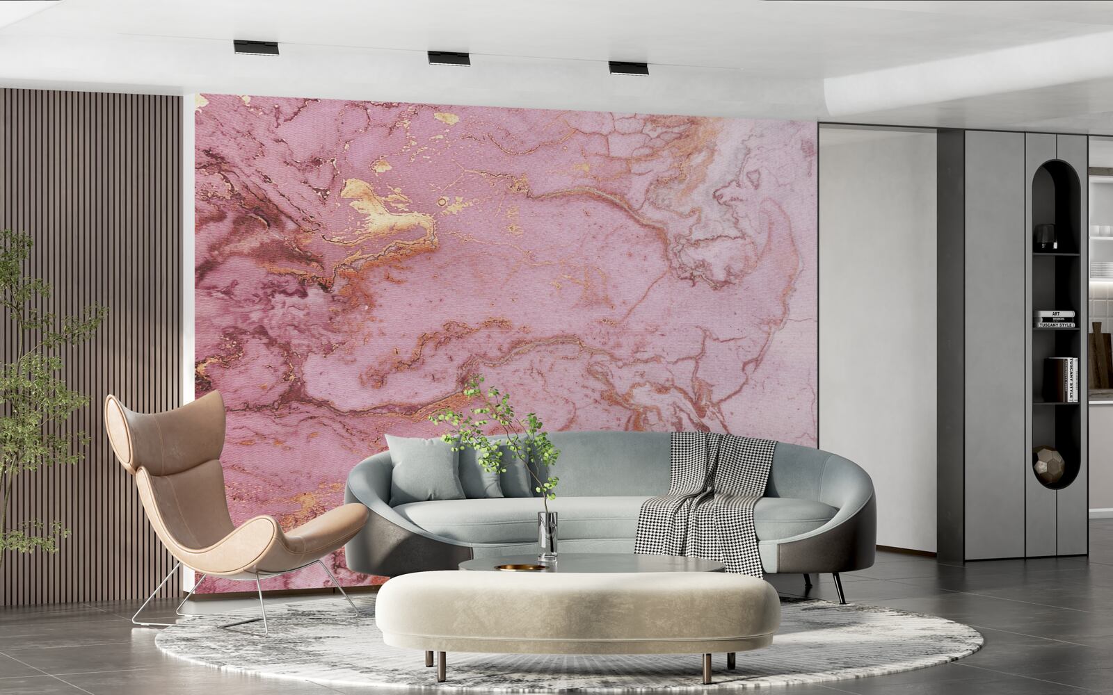 Фотошпалери мармуровий візерунок у ніжних відтінках рожевого