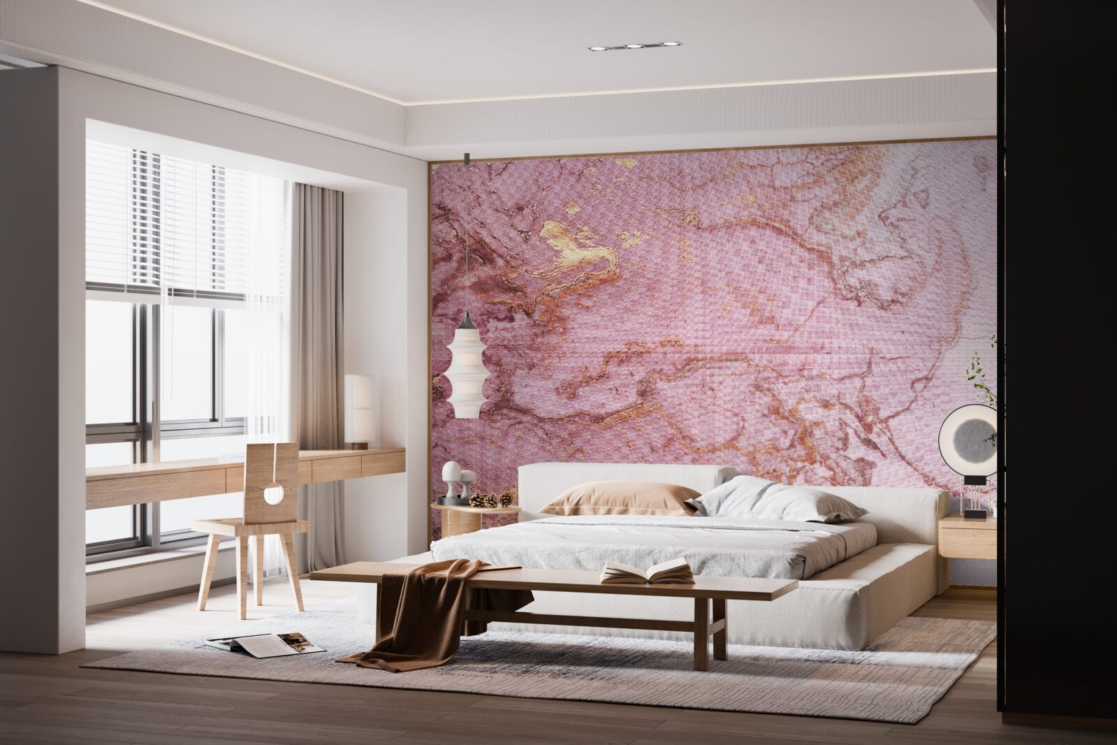 Фотошпалери мармуровий візерунок у ніжних відтінках рожевого