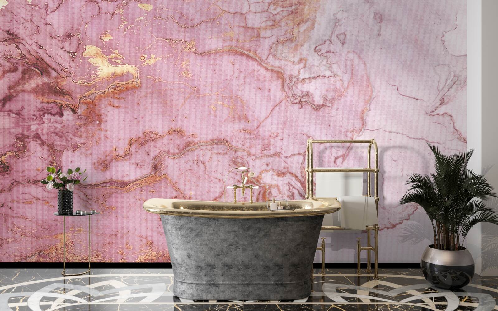 Фотошпалери мармуровий візерунок у ніжних відтінках рожевого