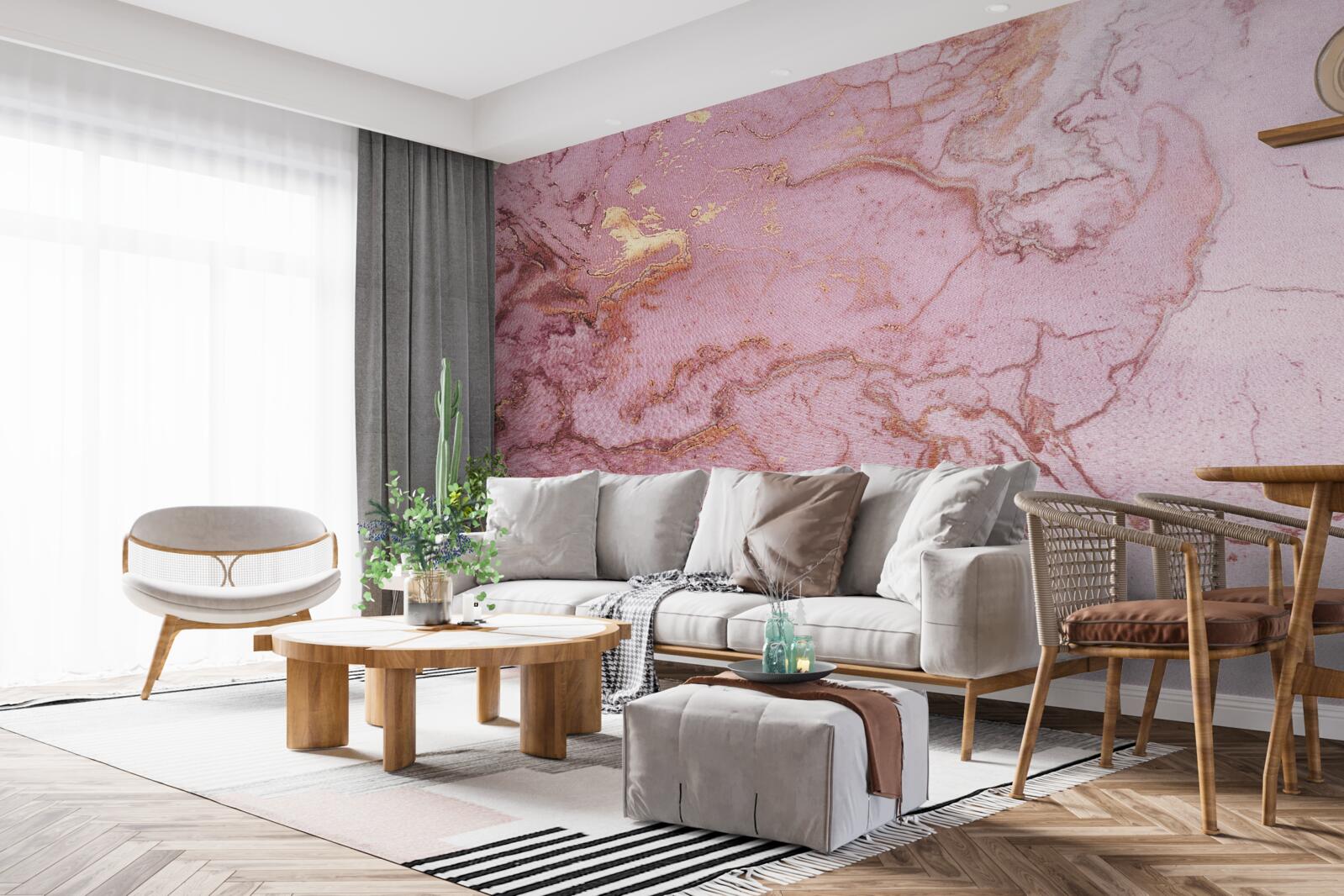 Фотошпалери мармуровий візерунок у ніжних відтінках рожевого