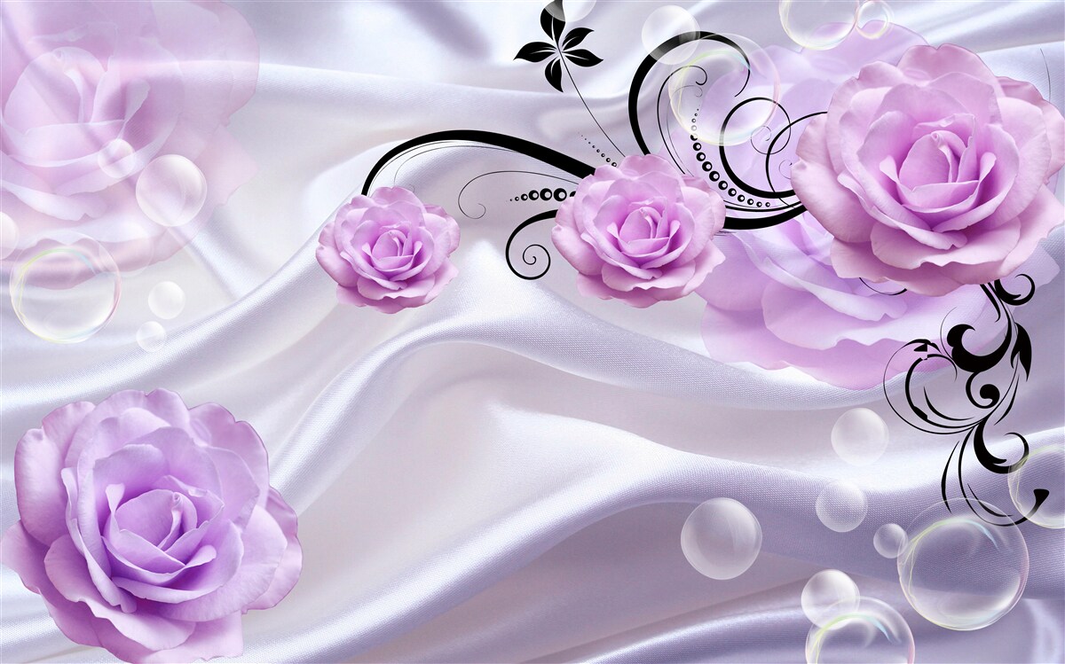 Фотошпалери ніжно-бузкові троянди