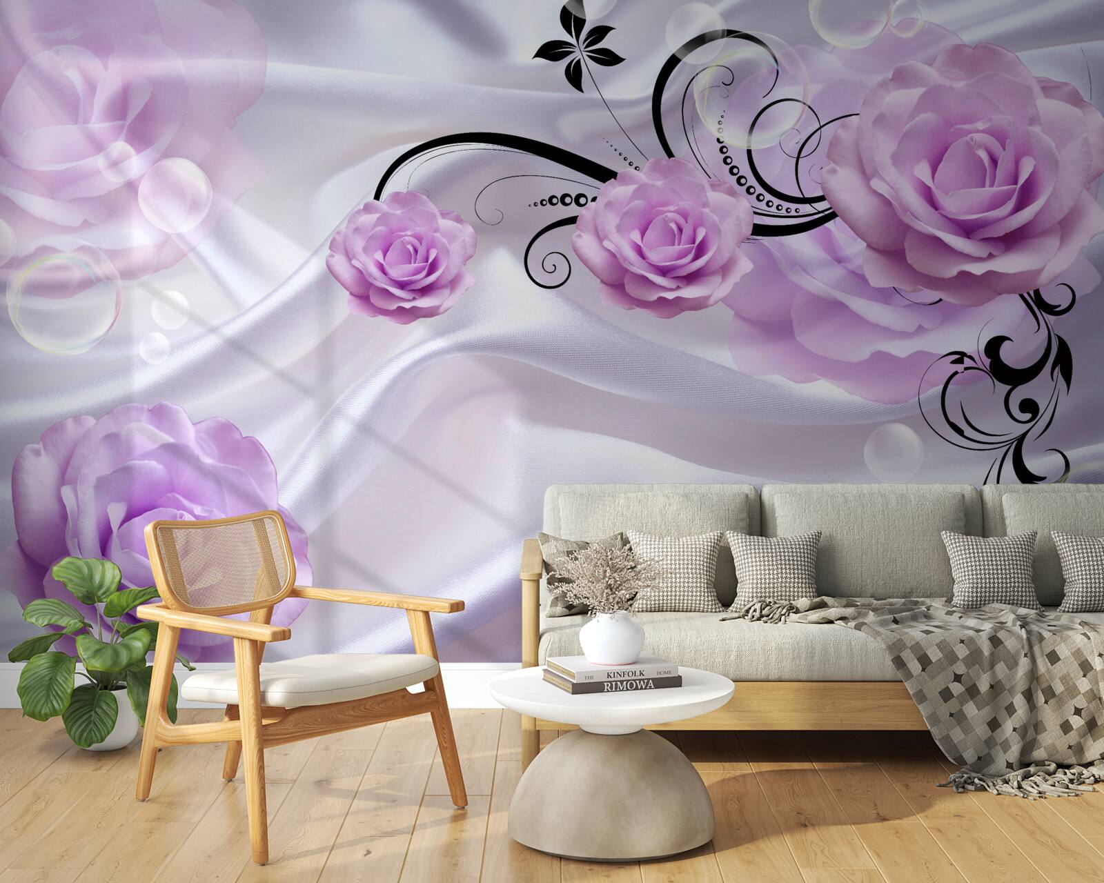 Фотошпалери ніжно-бузкові троянди