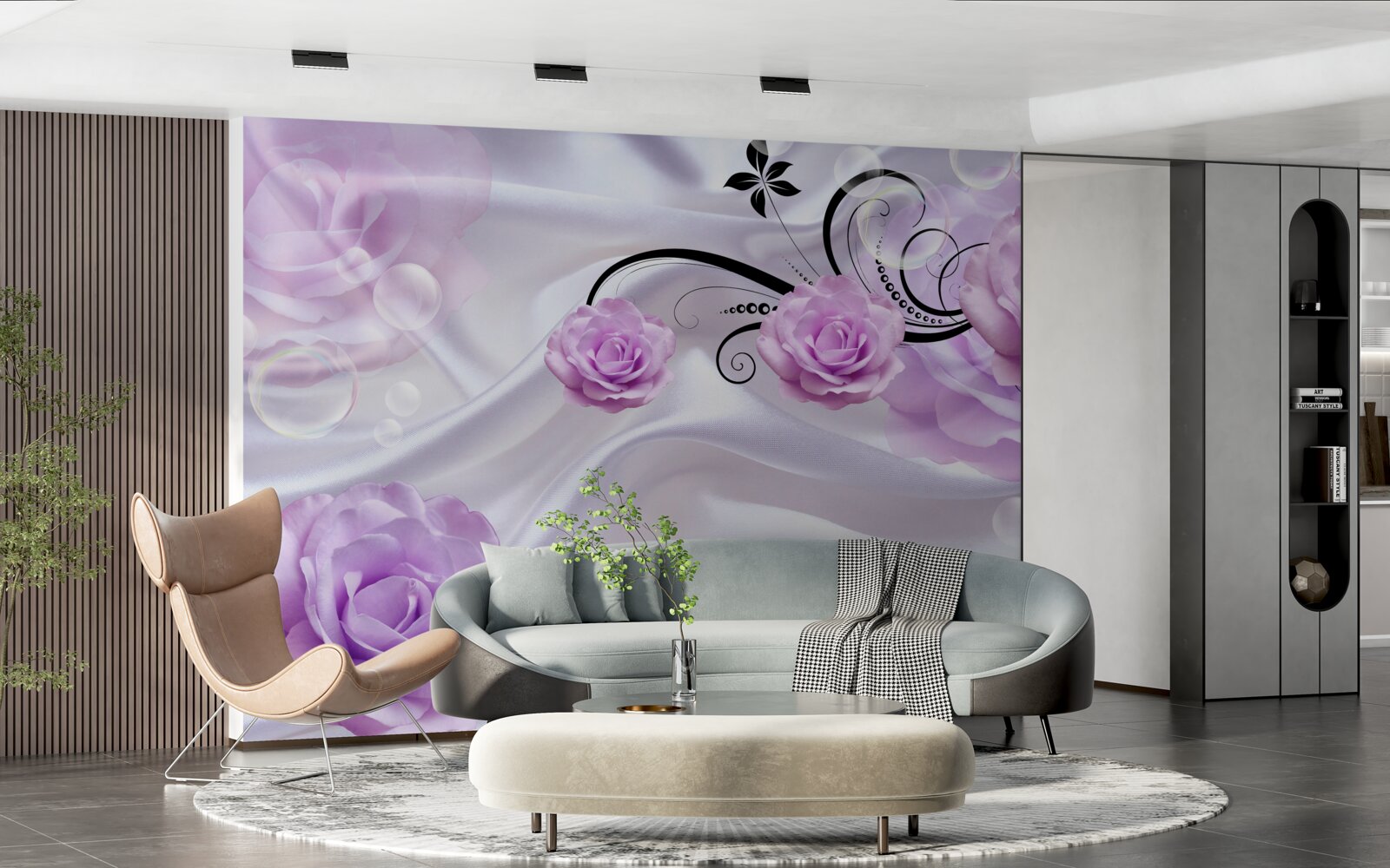 Фотошпалери ніжно-бузкові троянди