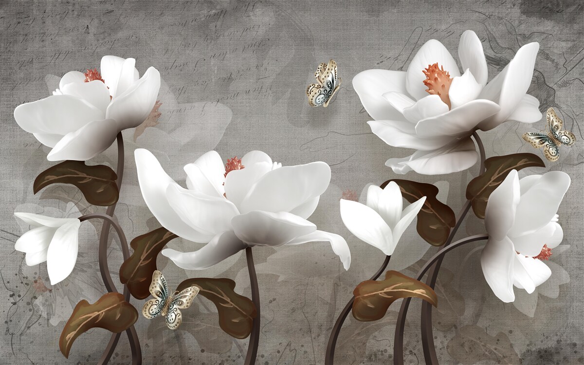 Фотошпалери Метелик літає над білосніжними бутонами