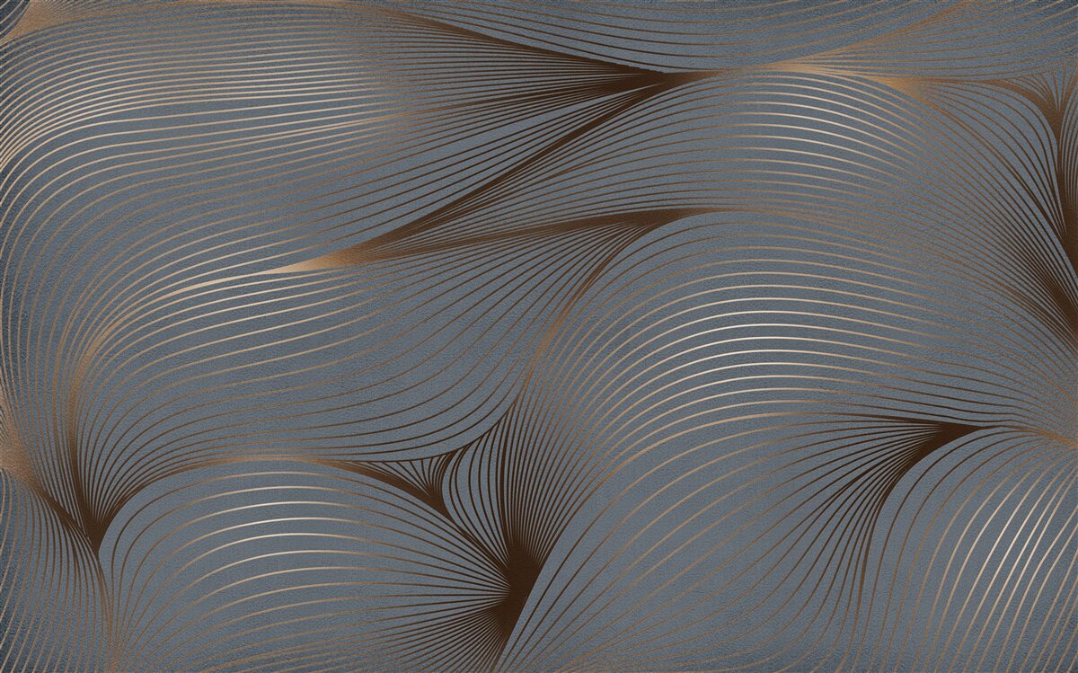 Фотошпалери абстрактні лінії з плавністю та золотистими краями