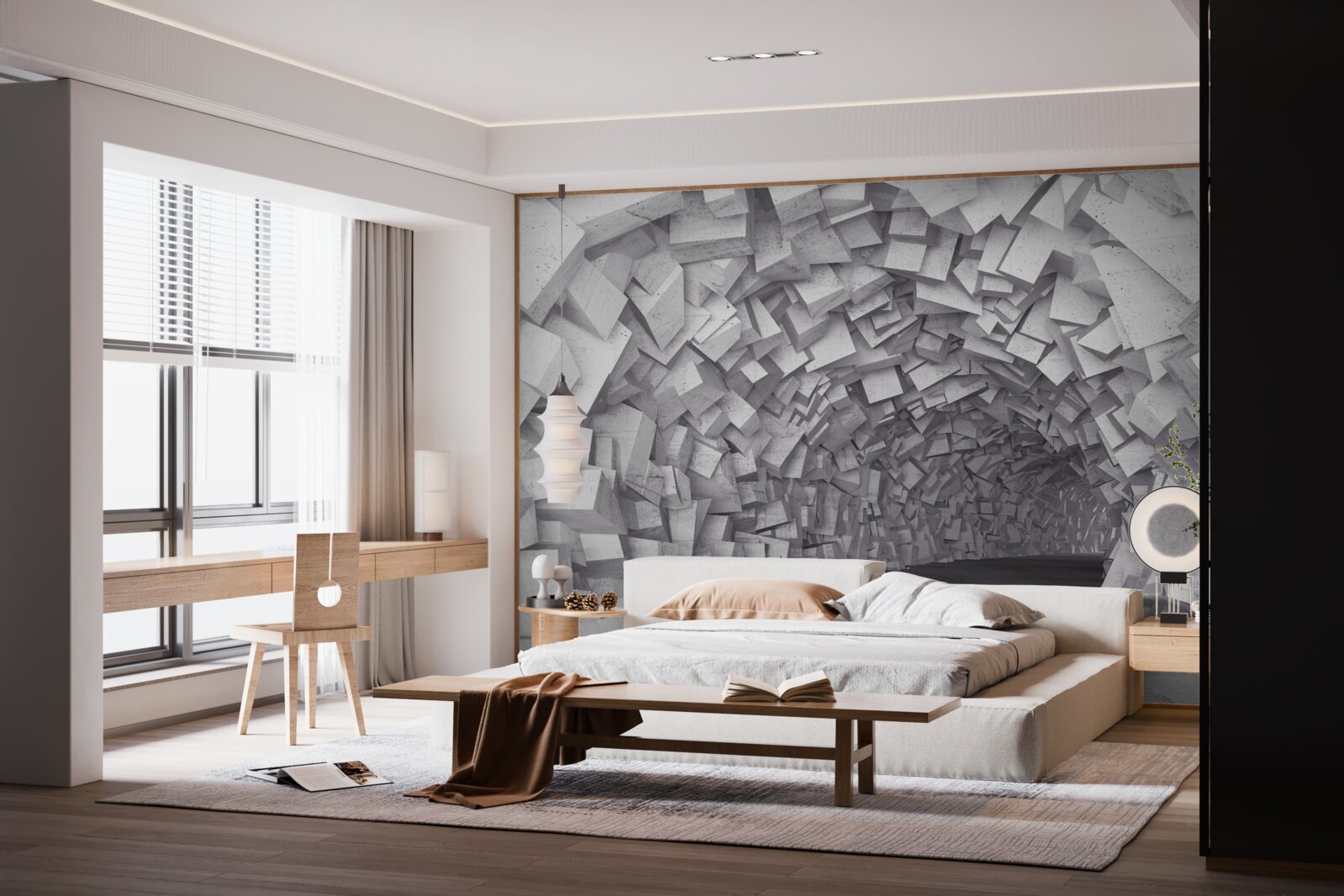 Фотошпалери 3d фігури утворюють тунель