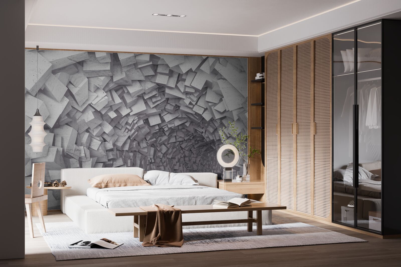 Фотошпалери 3d фігури утворюють тунель