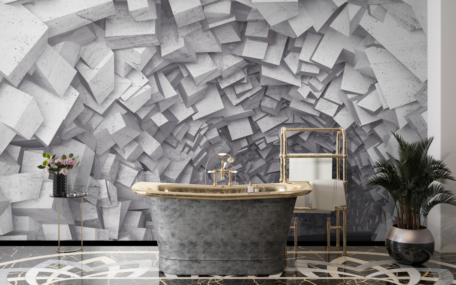 Фотошпалери 3d фігури утворюють тунель