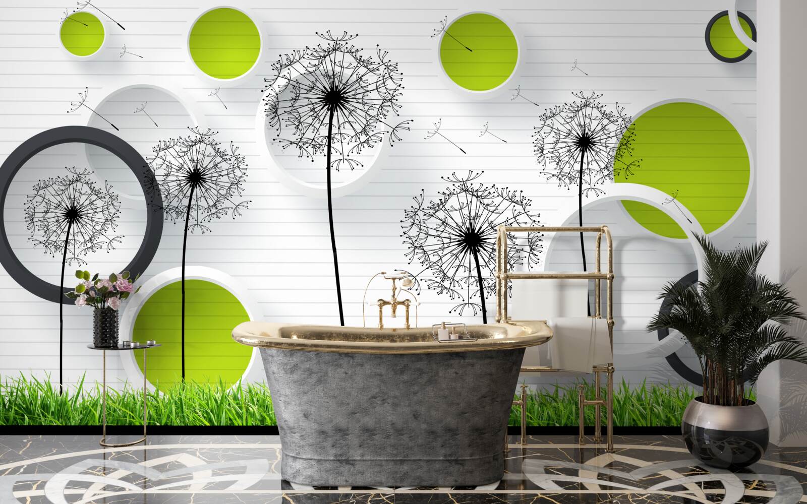 Фотошпалери пасовище, всіяне молочаєм