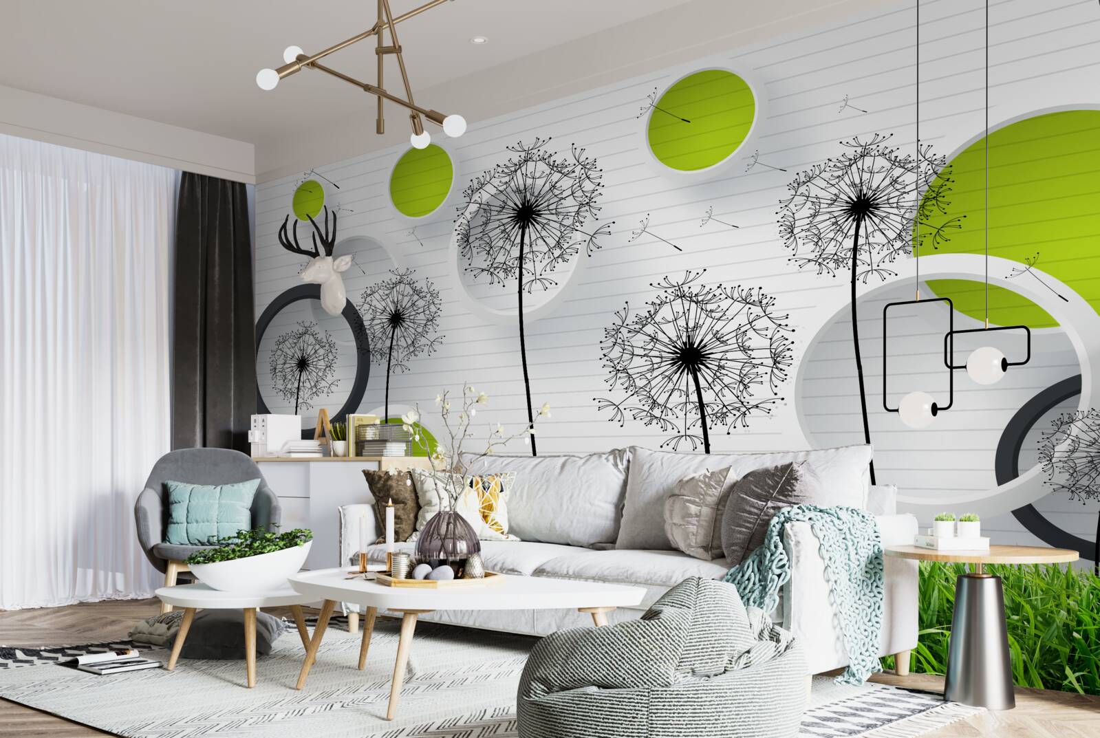 Фотошпалери пасовище, всіяне молочаєм