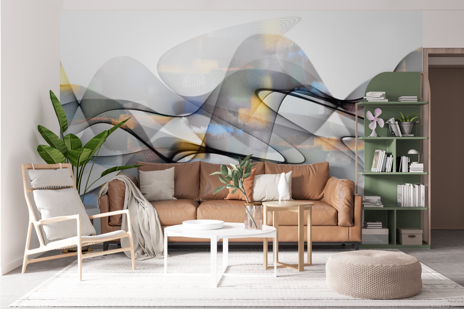 Фотошпалери димчаста структура з золотистими елементами