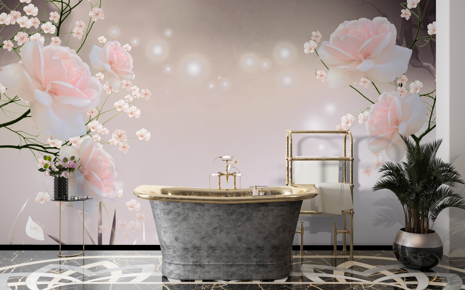 Фотошпалери ніжна троянда чайного кольору на гілках