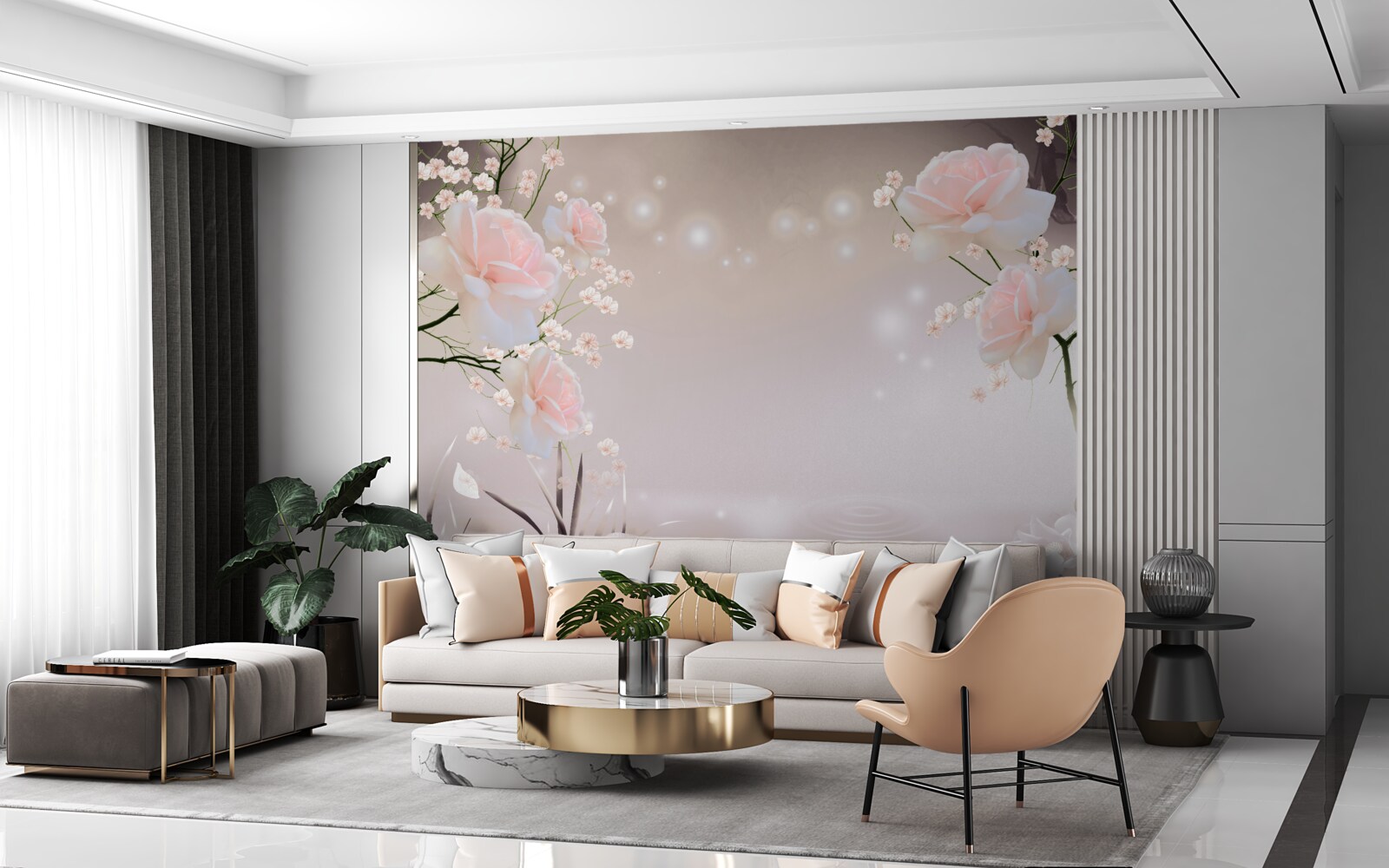 Фотошпалери ніжна троянда чайного кольору на гілках