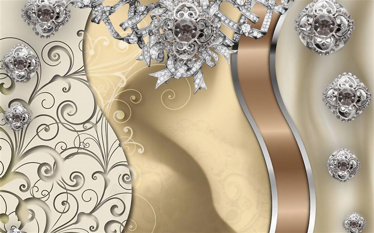 Фотошпалери квіти зі срібла на золоті