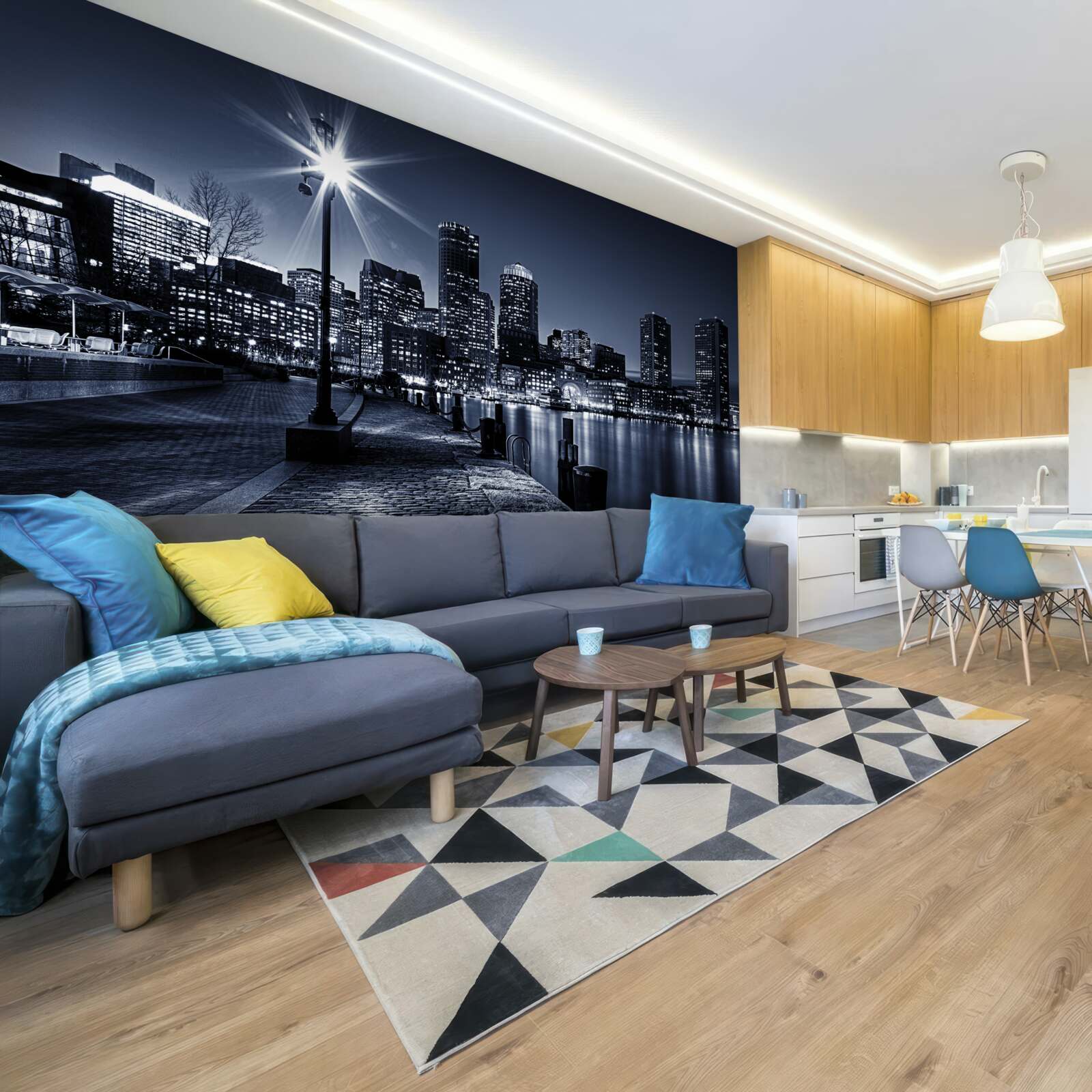 Фотошпалери набережна міста безлюдна