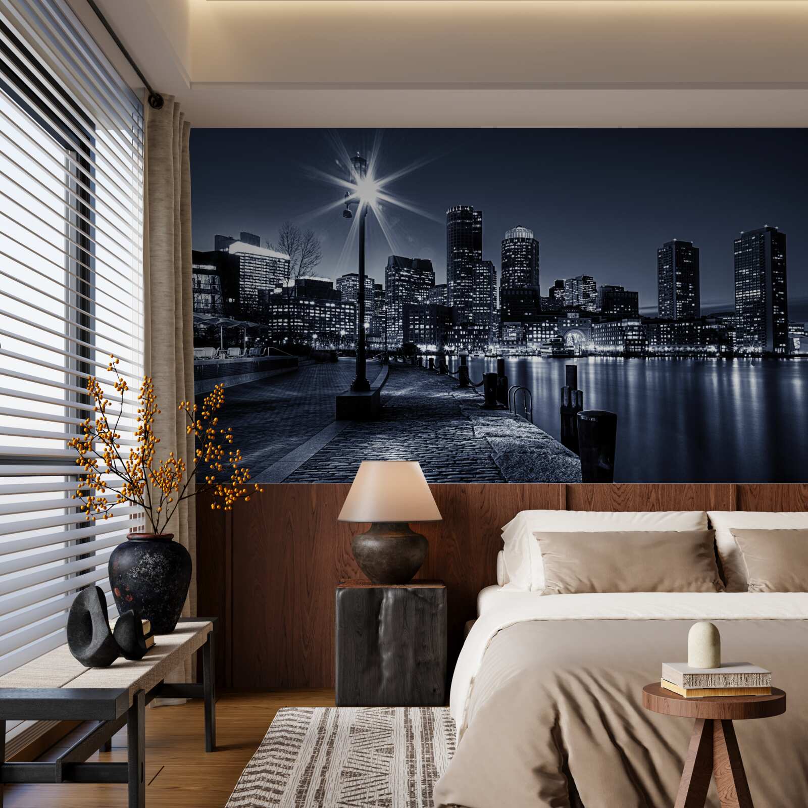 Фотошпалери набережна міста безлюдна