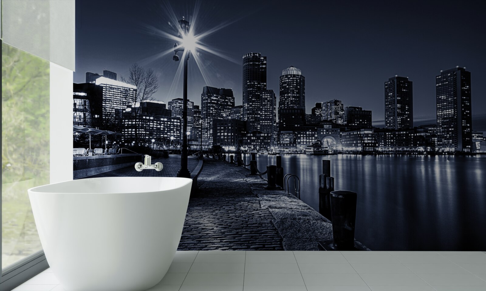 Фотошпалери набережна міста безлюдна