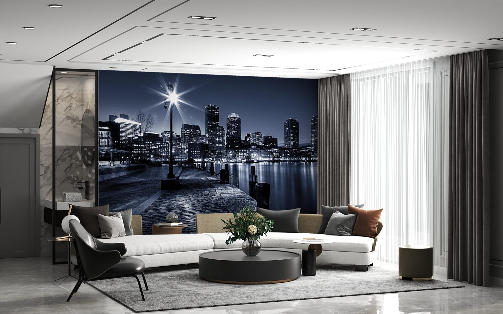 Фотошпалери набережна міста безлюдна