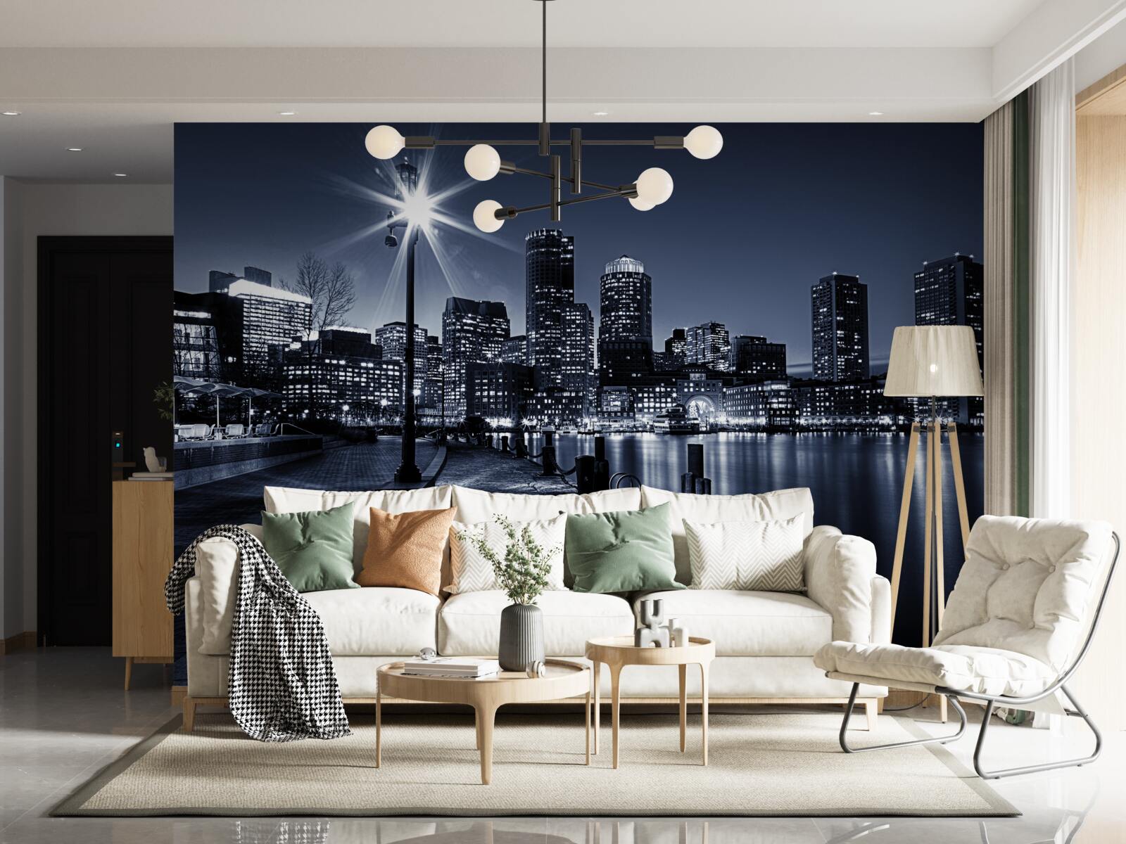 Фотошпалери набережна міста безлюдна