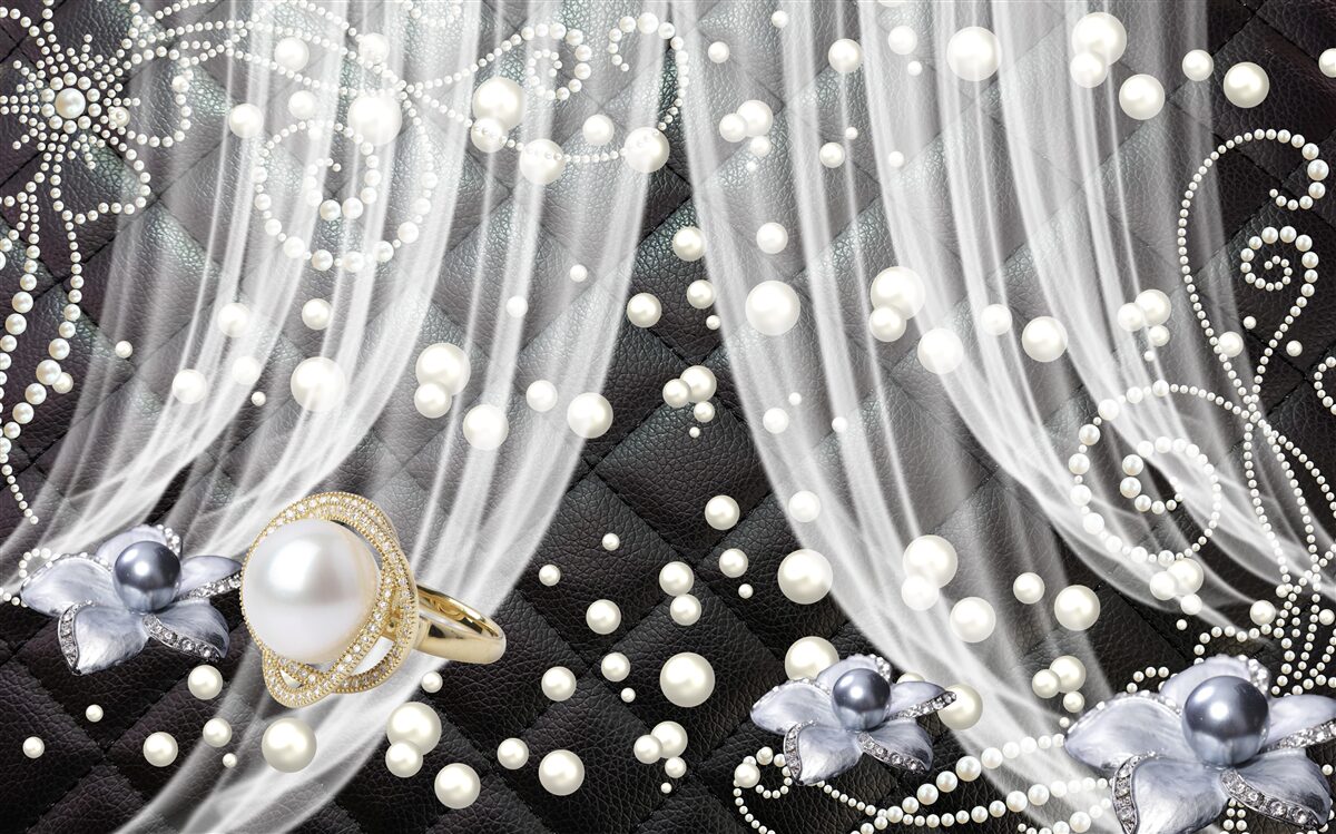 Фотошпалери золоті прикраси та білі штори