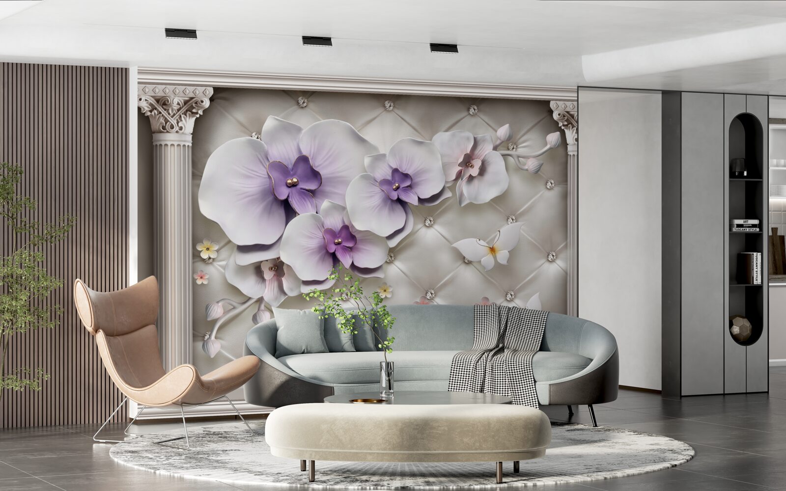 Фотошпалери Білосніжна орхідея, прикрашена золотом і перлами