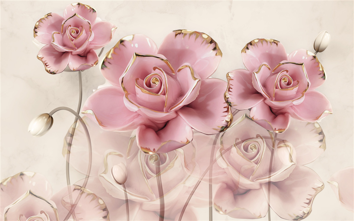 Фотошпалери стильна рожева троянда з ніжними щічками