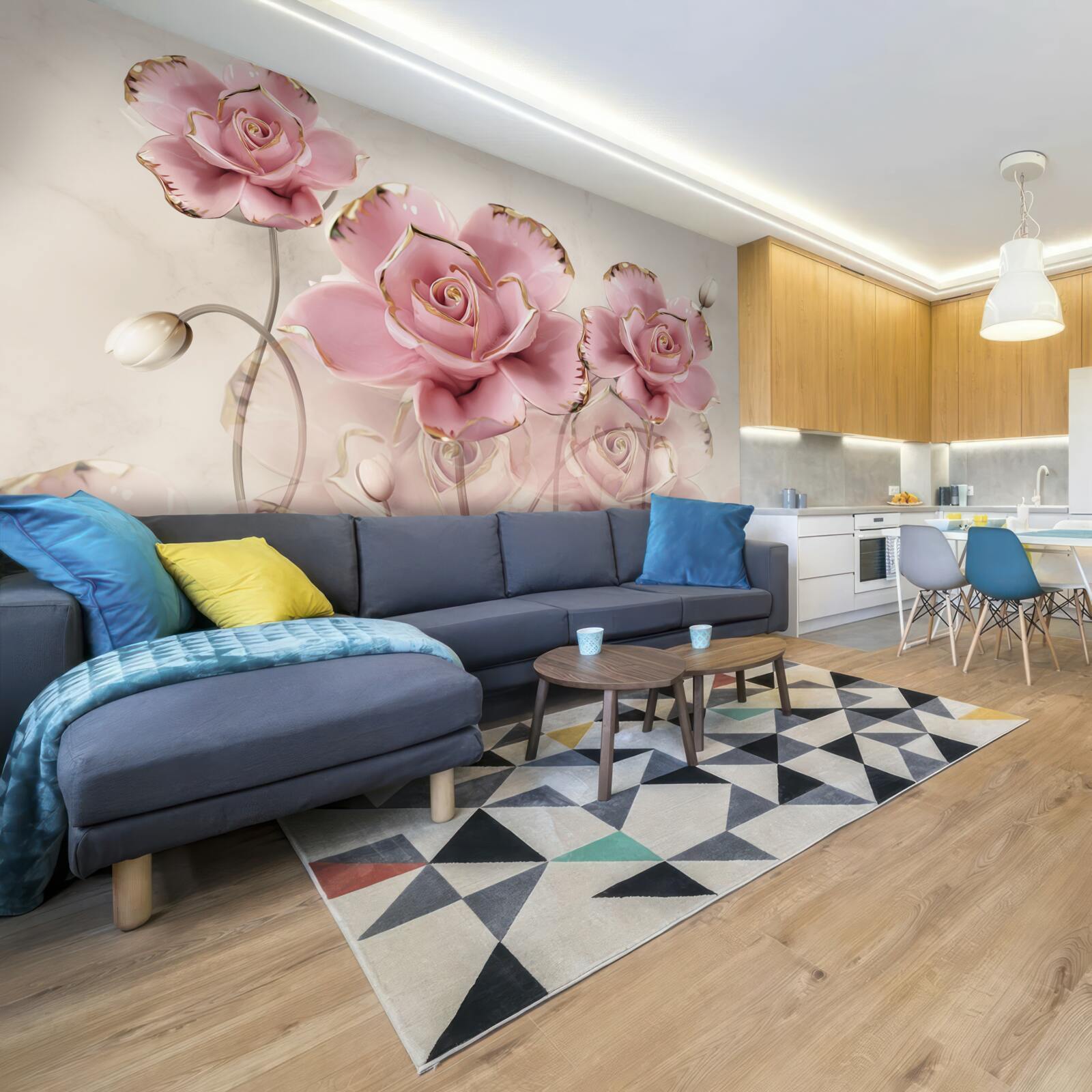 Фотошпалери стильна рожева троянда з ніжними щічками