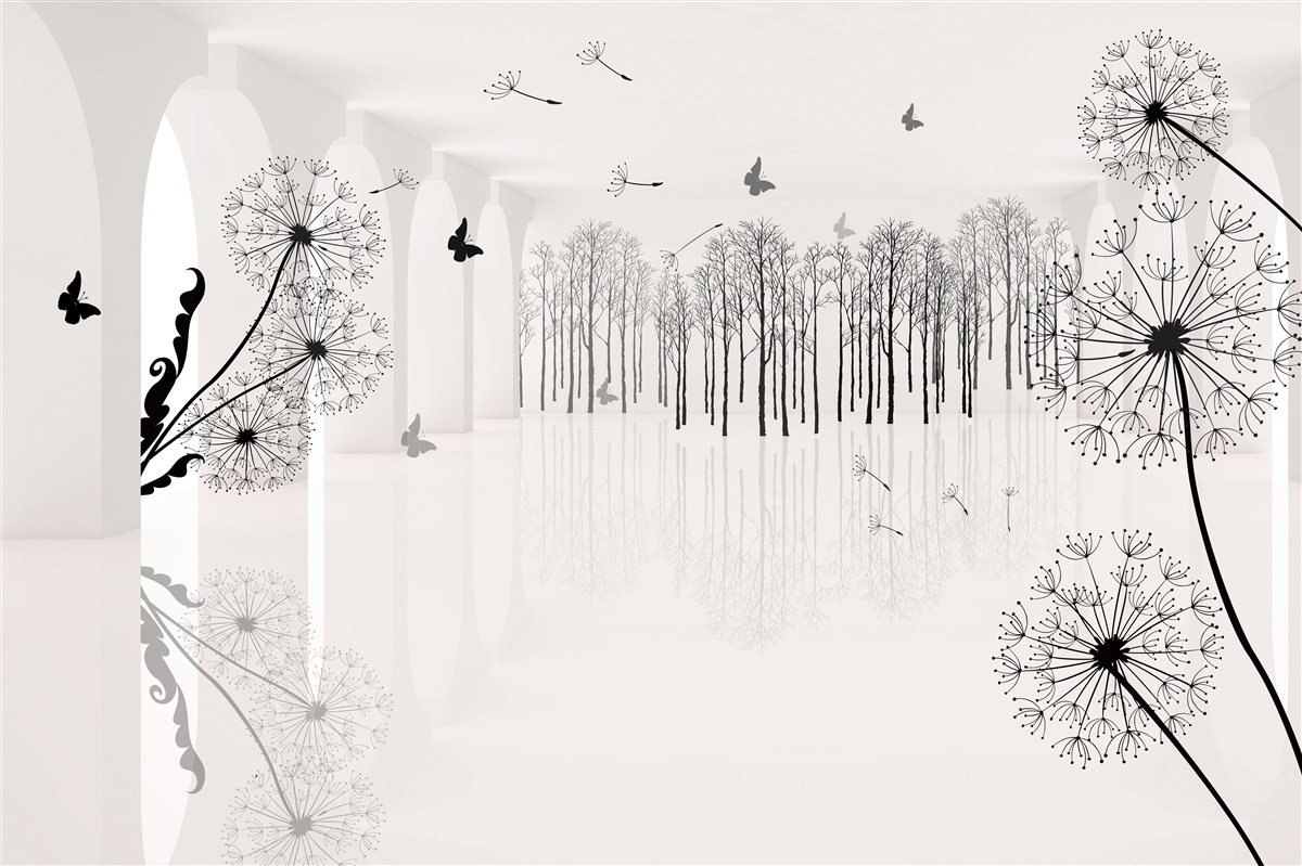 Фотошпалери перспектива кульбаб у тунелі