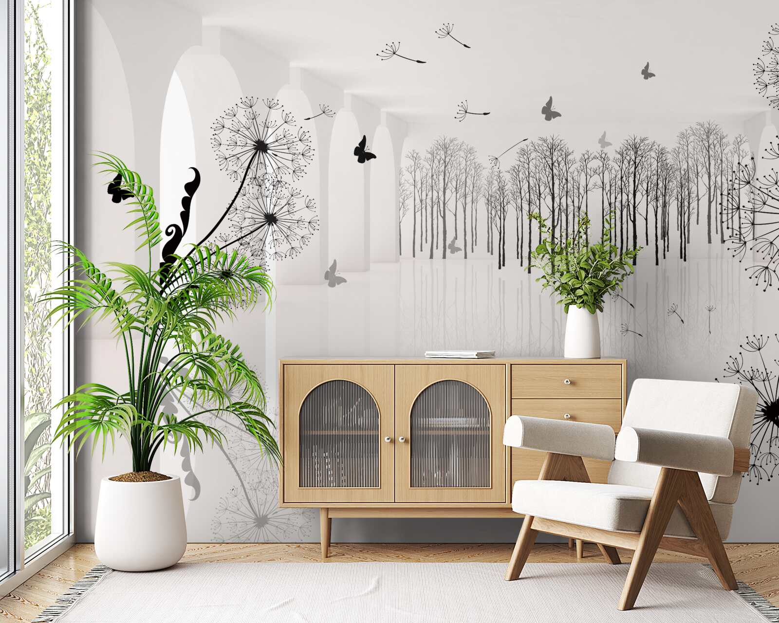 Фотошпалери перспектива кульбаб у тунелі