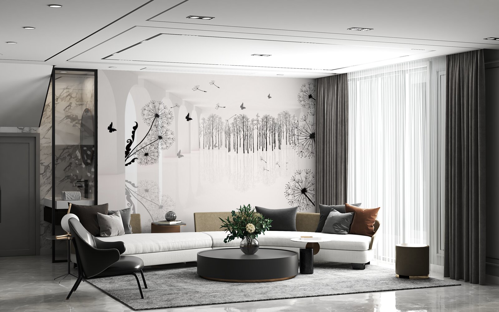 Фотошпалери перспектива кульбаб у тунелі