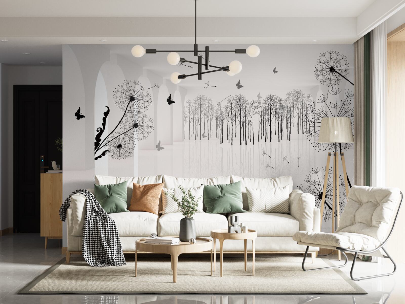 Фотошпалери перспектива кульбаб у тунелі